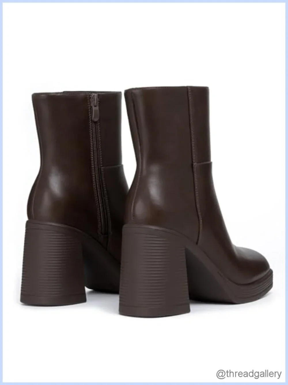 Platform Ankle Boots Chunky Block Heel Square Toe Fashion Dress Heeled Booties